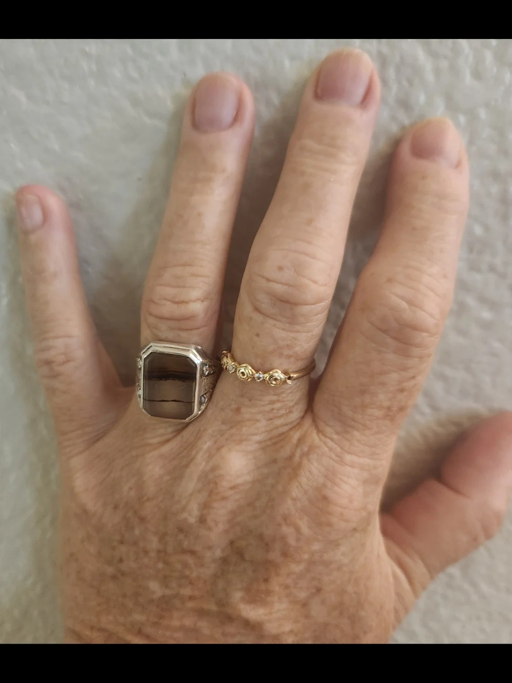 Sterling Silver Men's Band Ring with Unique Montana Agate